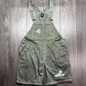 Vtg Adult Looney Tunes Overalls Womens Large Tweety bird 1998 Cartoon Shortalls